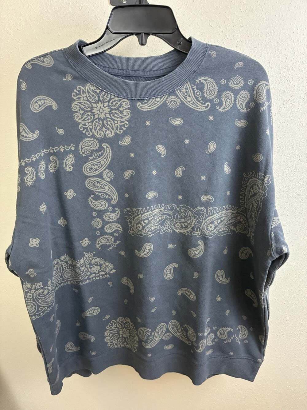 Mens Paisley Bandana Print Crewneck Sweatshirt Blue Large Original Use